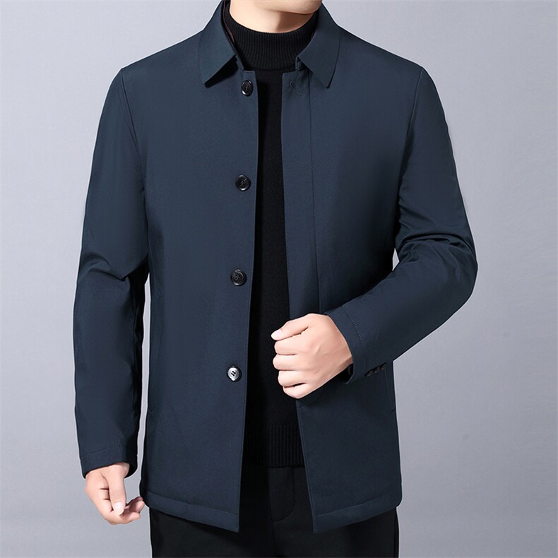 中老年棉服男薄款翻领上衣秋冬季中年男士休闲保暖纯色爸爸棉衣,男装棉衣,电商B212（原钱塘6029）