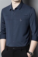 中年男士长袖衬衫春秋季2023新款宽松免烫衬衣商务休闲爸爸装上衣，男装衬衫，电商B212（原钱塘6029）