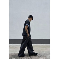 大葱复古格纹老钱风休闲裤男女夏季顺抗皱宽松通勤休闲弯刀长裤，女装休闲裤，星座1210-1