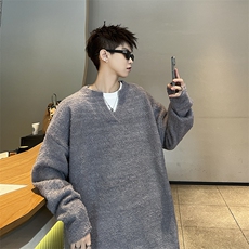 B366P50加厚慵懒风休闲情侣针织衫男女打底衫毛衣纯色百搭，男装T恤，星座512-6