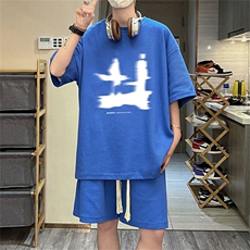 TZDTHV852P45夏季华夫格套装男T恤短裤两件套港风，男装牛仔裤，电商A028