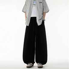 8XL-M亚麻弯刀裤直筒阔腿裤子男夏季宽松大码运动灯笼裤KZ068P60，男装休闲裤，电商B312