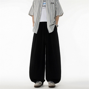 8XL-M亚麻弯刀裤直筒阔腿裤子男夏季宽松大码运动灯笼裤KZ068P60