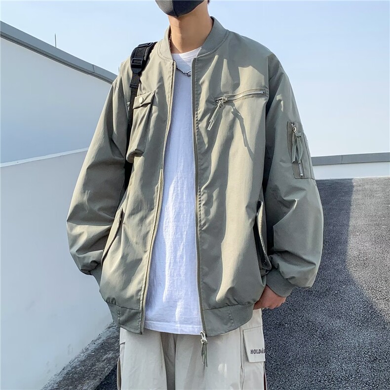 秋冬美式街头重磅机能口袋棒球服棉衣男宽松夹克外套HJ03,男装夹克,星座1116A-1（原606A）