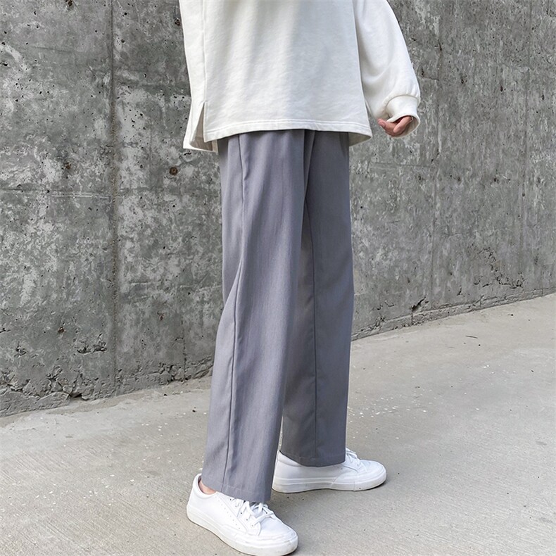 控价582024新款高腰宽松松紧腰纯色冰丝阔腿裤KS0026-P35,男装休闲裤,电商A128