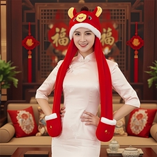 马年鸿运当头帽2026马年帽子红色围脖保暖手套多用三合一活动礼品