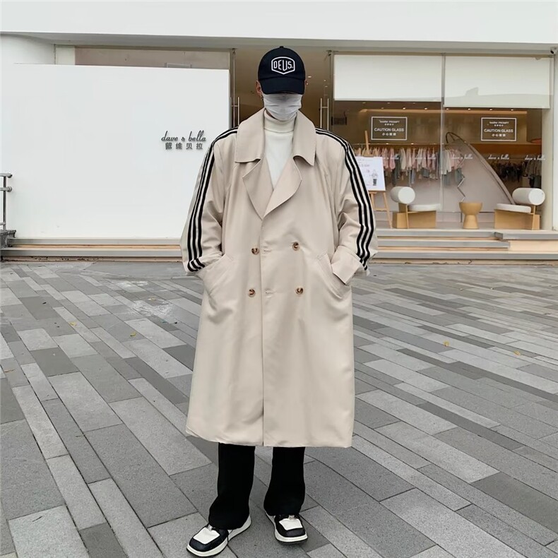 春秋双排扣风衣外套男2023新款潮帅宽松休闲中长款大衣W4407-P69,男装风衣,星座412-3