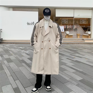 春秋双排扣风衣外套男2023新款潮帅宽松休闲中长款大衣W4407-P69图片