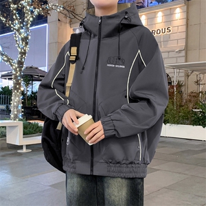 外套男学生潮流撞色连帽夹克春秋青少年帅气冲锋A436-JK2589-P75