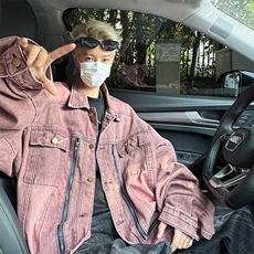 F567P85美式复古废土风洗水做旧立领牛仔夹克外套男小众嘻，男装夹克，星座512-6