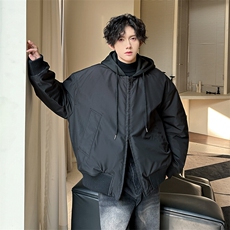 秋冬纯色连帽休闲百搭男大高定加厚棉服外套A071-999-P125，男装棉衣，电商A071