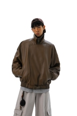 荔枝纹高端双层领廓形设计大码M-5XL机车皮衣JK78095特P118控178，男装皮衣，星座227-7