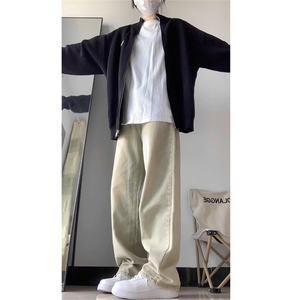 B221 高街美式ins纯色百搭男女同款直筒牛仔裤 LK22048-P55 控78图片