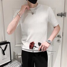 男春季潮韩版宽松百搭情侣冰丝短袖针织衫S246P35，男装针织衫/毛衣，星座1116-2