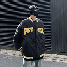 冬季新款菱形格棒球服棉服男士潮牌加厚运动棉衣外套W7984-P70，男装棉衣，星座512-4