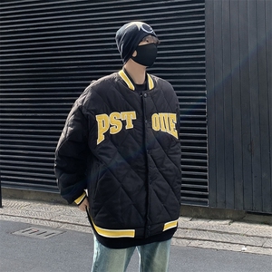 冬季新款菱形格棒球服棉服男士潮牌加厚运动棉衣外套 W7984-P70图片