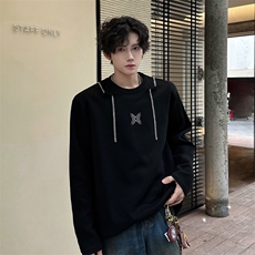 链条项链款男大时尚卫衣秋冬打底设计高街痞帅潮男打底衫长袖P55，男装卫衣，电商B319
