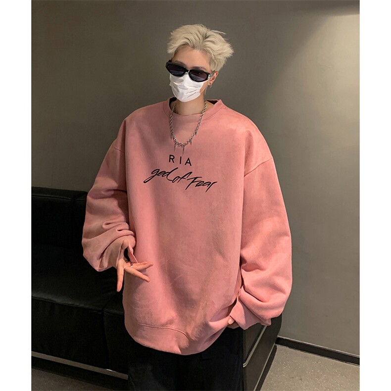 抖音得物供货提供视频秋冬重磅美式麂皮绒圆领卫衣JY565,男装卫衣,电商A486