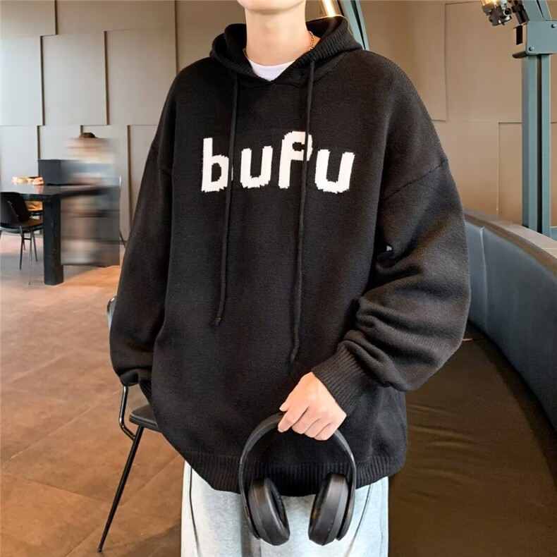 B369 P58加厚慵懒风休闲情侣针织衫男女打底衫毛衣带图片