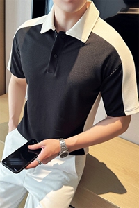 韩版保罗衫拼接撞色设计款半截袖男士翻领Polo衫PL61/P55控78图片