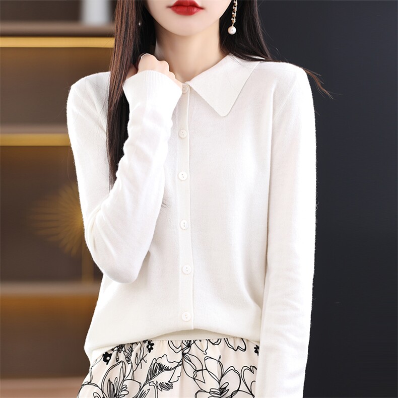 新款长袖针织开衫女短外套毛衣圆领简约百搭洋气毛衫春秋外搭上衣，女装羊毛衫，朝思羊绒