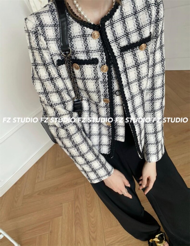 现货，黑白格小香外套，其它，F/TU