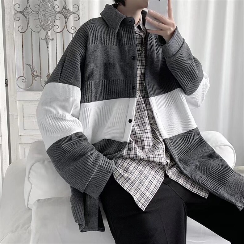 毛衣男韩版潮流翻领针织毛衣M6612P44图片