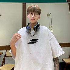 可48小时发货支持抖音得物来样二开美式满天星亮片短袖T恤MTX672，男装T恤，电商A486
