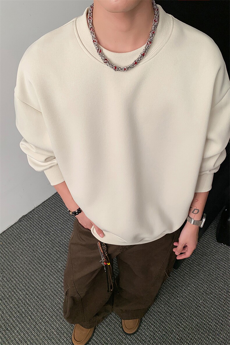 重磅全棉boxy短款380克圆领卫衣纯色短宽套头外套男潮AH931-特29,女装短外套,星座610B-1