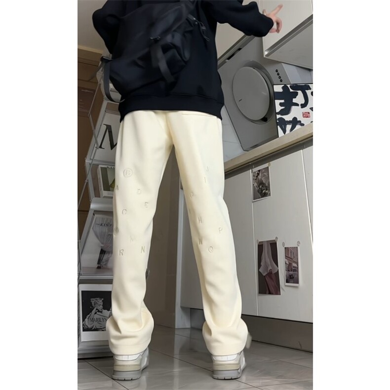 现货）重磅字母刺绣弯刀卫裤直筒纯色休闲长裤KK171-P55,男装休闲裤,星座1213