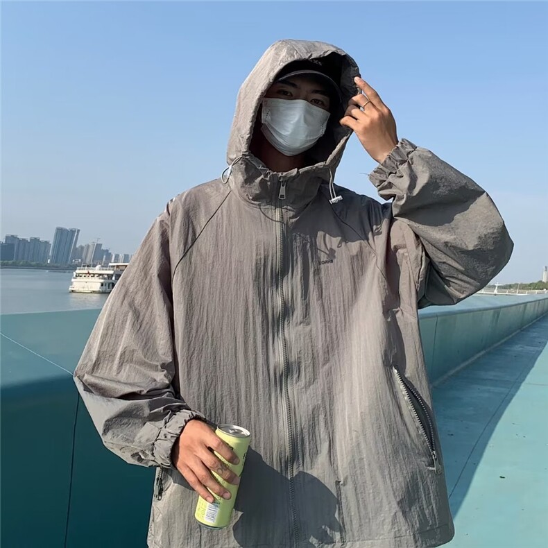 港风夏季连帽开衫防晒衣男宽松百搭休闲上衣FS05-P38,男装防晒衣,星座1109-3