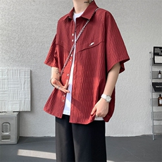 CS1140特-特批40控78肌理纹oversize宽松情侣短袖短袖大码衬衫，男装T恤，电商A059