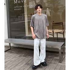 8XL-M特大码夏季短袖冰丝皱感透气T恤男潮垂感宽松半袖DX305P45，男装T恤，电商D206-1