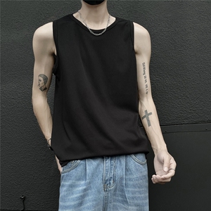 EQ438 主推230克条纹纯色背心男夏季无袖T恤宽松短袖美式街头潮流图片