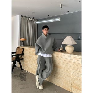 JY736-P49 潮牌美式立领卫衣男运动套头上衣廓形宽松外套 网图图片