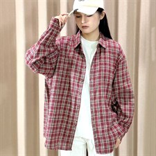 春季新款（跨境电商）格子男女情侣款潮流宽松格纹衬衣，男装衬衫，星座1107-1