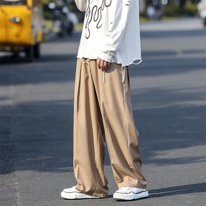 美式复古小众设计感垂感西装裤男阔腿休闲裤子拖地长裤 D510/P65图片
