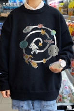 1港风宽松中性情侣潮流大码M-5XL印花毛衣男外套7912P48加绒P55，男装针织衫/毛衣，星座226-2