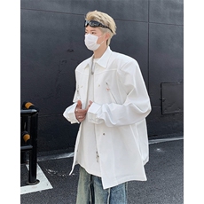 男装衬衫24春季小众金属设计衬衫韩版长袖衬衣XZ514-2-202417-P78，男装衬衫，星座514-2(原B239)