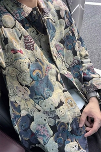 潮牌卡通小熊休闲外套男士宽松提花牛仔外套夹克JA281-特价P51图片
