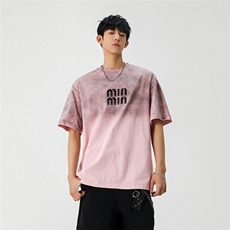 2025新款潮牌短袖宽松韩版字母印花扎染工艺T恤T8820/P5588，男装T恤，星座202