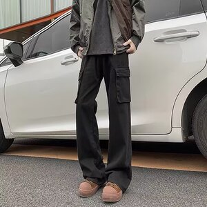 美式休闲口袋工装牛仔裤男女复古直筒宽松春秋长裤子K6695-P53图片