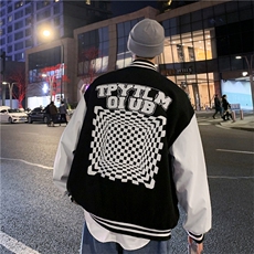 2023春秋季毛呢夹克棒球服男韩版字母潮流新款上衣外套W2071-P68，男装夹克，星座412-3