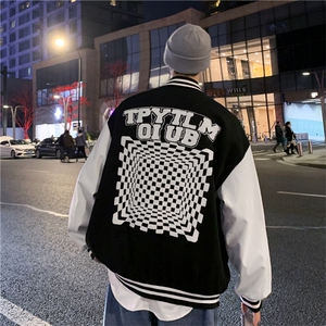 2023春秋季毛呢夹克棒球服男韩版字母潮流新款上衣外套W2071-P68图片