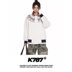 风开春外套女春秋2025年新款小立领复古民族风宽松长袖夹克春装图片