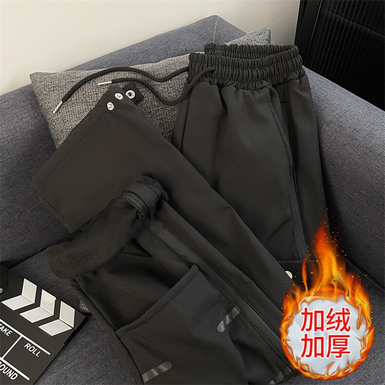 冬款加绒加厚男休闲裤侧边开叉拉链魔术贴直筒滑雪冲锋裤h867P45,男装休闲裤,星座1013-1