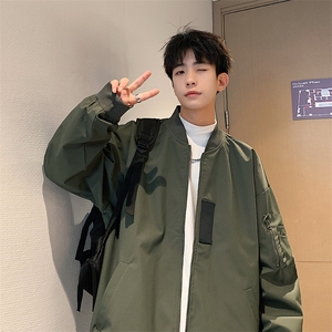JK751 P68港风二开宽松棒球服夹克百搭落肩简约上衣外套图片