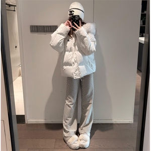可拆卸毛领冬季羽绒棉服潮牌情侣美式加厚外套棉衣2568P108网图图片
