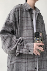 已出货宽松格子衬衫男小香风衬衣KD622-P30，男装衬衫，电商D312-1