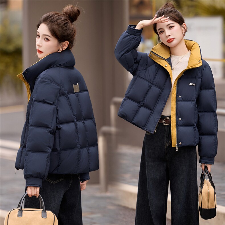 2025年冬季90白鸭绒撞色羽绒服,女装羽绒服,艾尚靓装